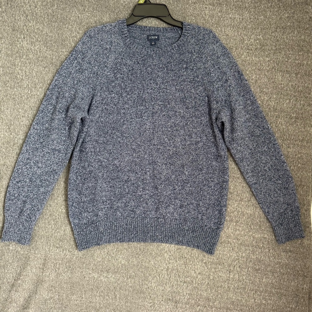 J Crew Factory Men’s Lamb Wool Knit Crew Neck Navy Sweater Pullover Sz L